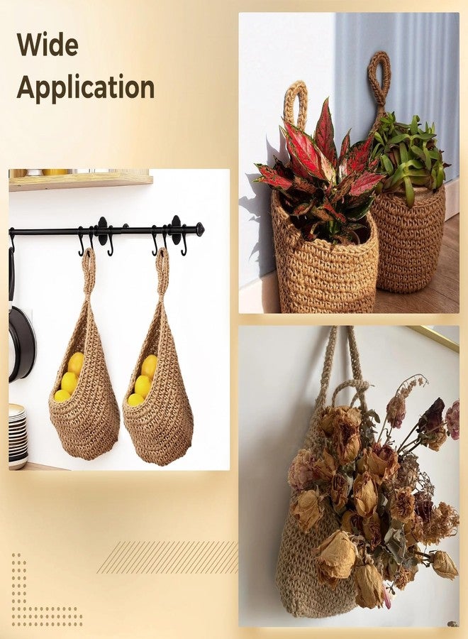 Varku 2 Pcs Hanging Vegetable Baskets for Kitchen, Cotton Rope Potato Onion Storage, Boho Produce Hammock, Space Saving Pantry Decor, Breathable Wall Mounted Fruit Organizer - Image 4